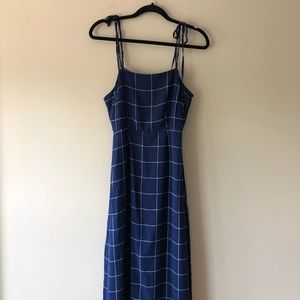 Forever 21 blue windowpane check maxi dress